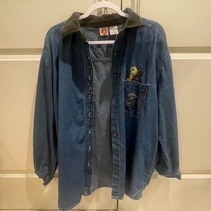 XL Vintage LOONEY TUNES Tweety Denim Button Up Shirt/ Jacket